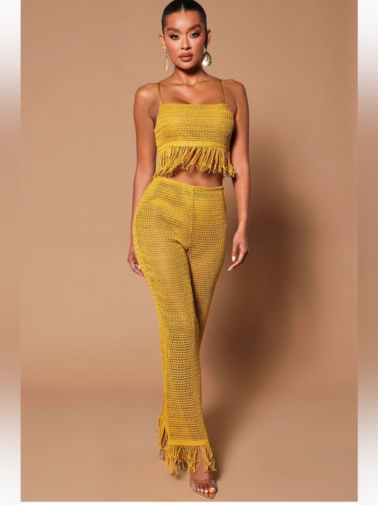 Fashion Nova Pants - Fashion Nova Nova Luxe  Set Bohemian Dreams Crochet Crop Top & Pants Size S/M